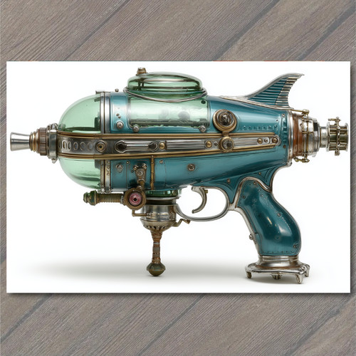 Adesivo steampunk raygun sci - raygun,