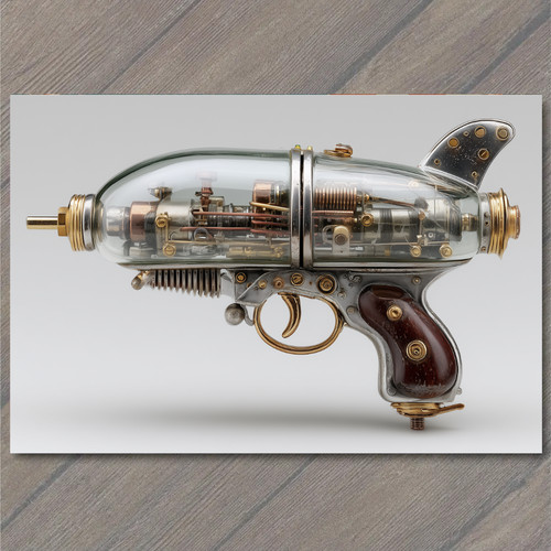 Adesivo steampunk raygun sci - raygun,